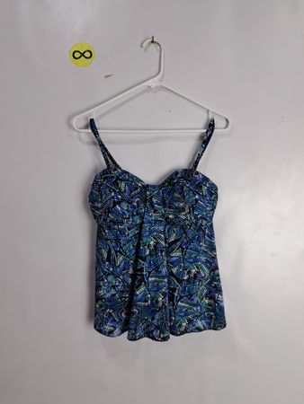Blue Floral Pattern Tank Top