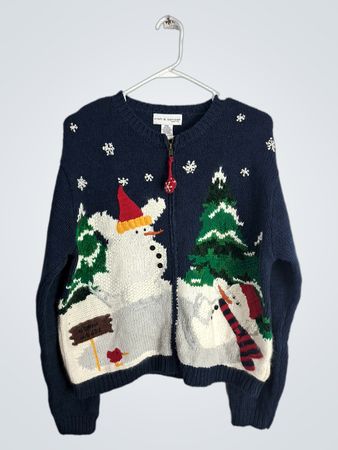 Croft & Barrow Petite Snowman Christmas Sweater