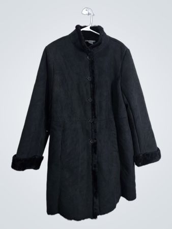 Ann Taylor Black Faux Shearling Lined Coat