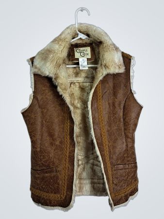Cripple Creek Women's Faux Leather Sherpa Lined Vest