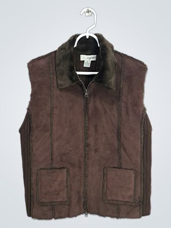 Designers originals Studio Women's Brown Faux Suede & Knit Vest
