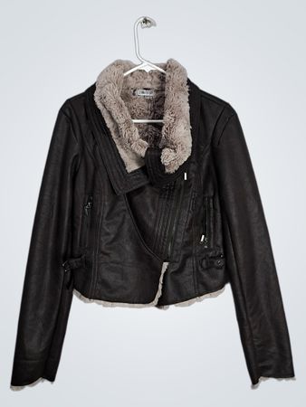 Jennifer Lopez Faux Leather Moto Jacket