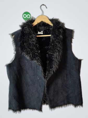Jennifer Lopez Black Faux Fur Vest