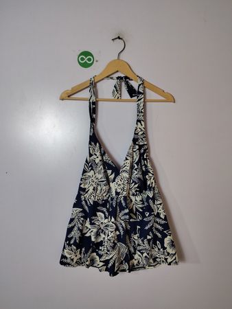 Kim Rogers Curvy Navy Floral Halter Top