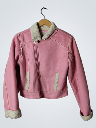 Justice Pink Suede Sherpa Lined Jacket