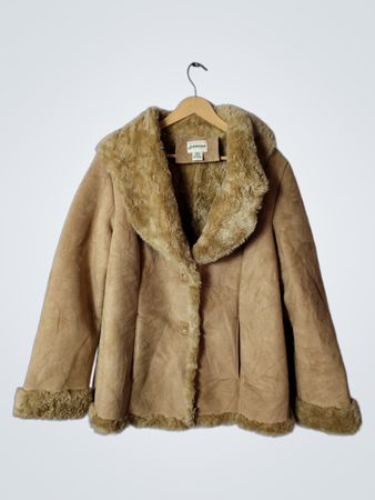 St. John's Bay Faux Suede Fur Lined Coat