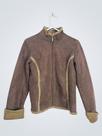 Charter Club Women's Brown Faux Suede Sherpa Lined Jacket
