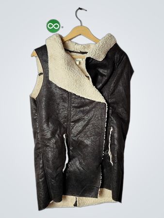 L.O.G.G. Label of Graded Goods Brown Faux Leather Sherpa Lined Vest