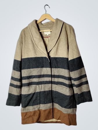 LOFT Striped Wool Blend Coat