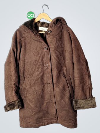 Liz Claiborne Brown Faux Fur Lined Hooded Jacket