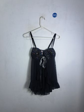 Victoria's Secret Black Embellished Babydoll Lingerie
