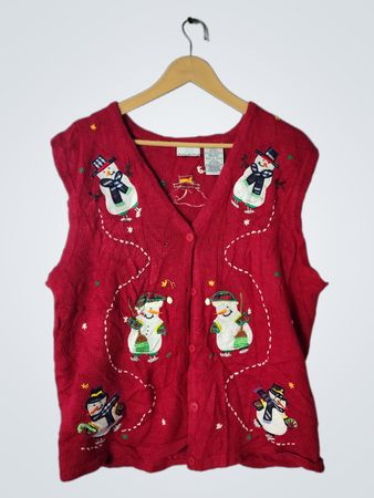 Bobbie Brooks Red Snowman Christmas Vest