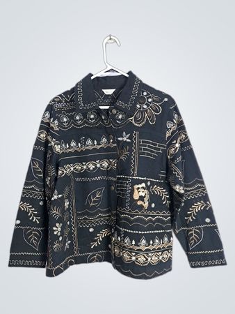 Laura Ashley Embroidered Button-Up Jacket