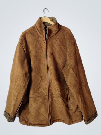 WEATHERPROOF Brown Suede Sherpa Lined Jacket