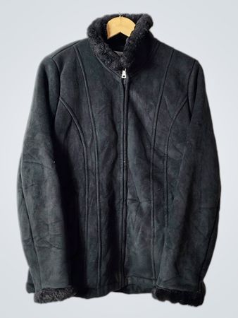 Croft & Barrow Black Faux Suede Sherpa Lined Jacket