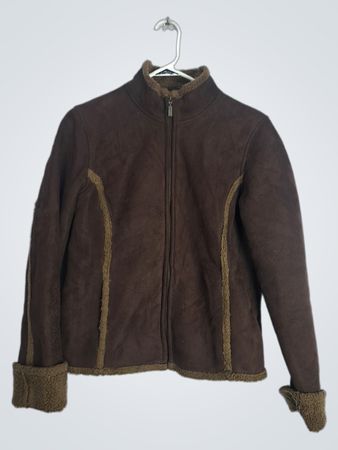 Charter Club Brown Suede Sherpa Lined Jacket