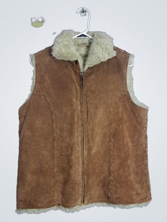 Brown Suede Sherpa Lined Vest
