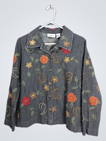 PARISIAN Works Petite Embroidered Denim Jacket