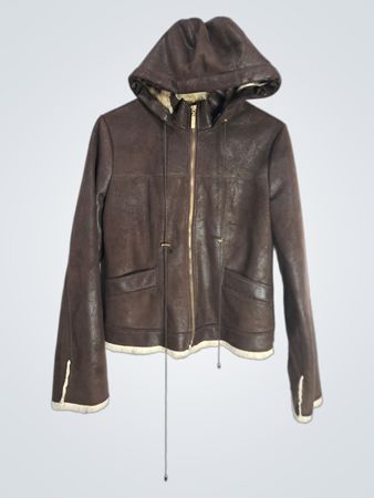 BERNARDO Women's Brown Faux Leather Hooded Jacket