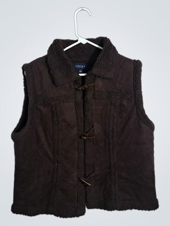 Sonoma Life + Style Women's Brown Sherpa Lined Vest