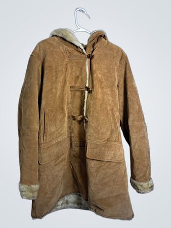 Massini Suede Shearling Lined Hooded Duffle Coat