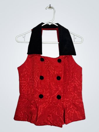 Jessica Howard Red Jacquard Peplum Top