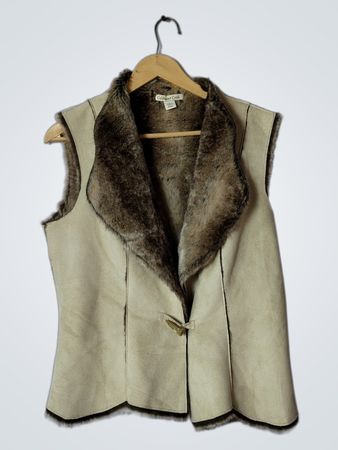Coldwater Creek Women's Faux Suede Fur Trim Vest