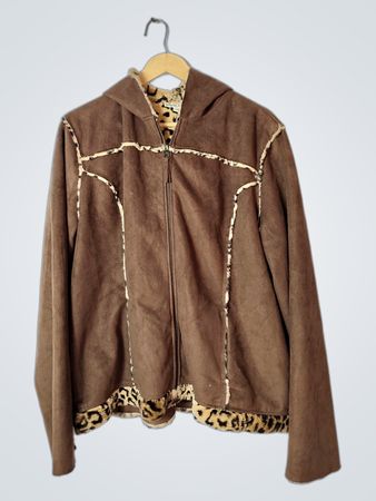 Telluride Clothing Co. Brown Leopard Print Lined Hooded Jacket