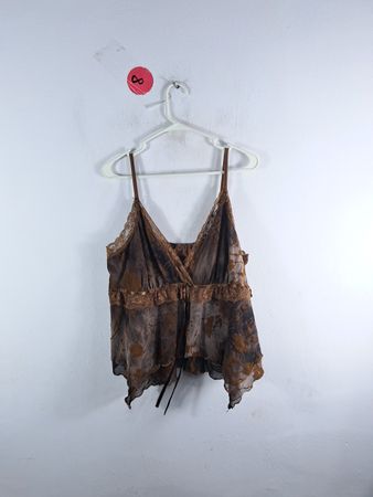 Brown Lace Trim Camisole Top