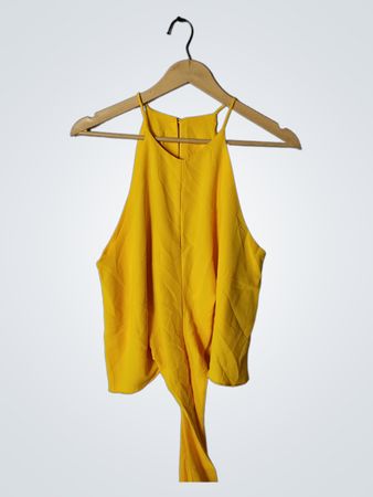 Yellow Halter Neck Top with Tie Detail