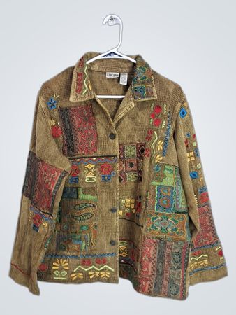 Chico's Embroidered Patchwork Jacket