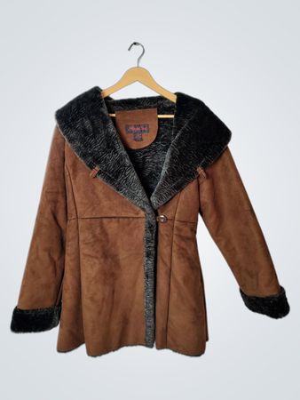 Angelina Faux Suede Fur Trim Coat