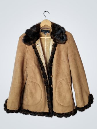 Jones New York Suede Faux Fur Trimmed Jacket