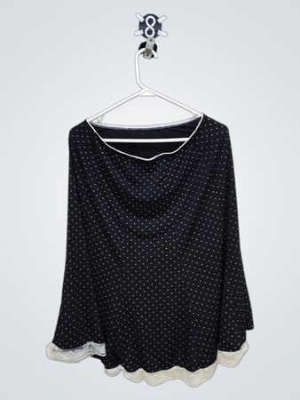 Black polka dot skirt with white lace trim