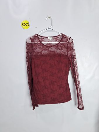 J. Crew Burgundy Lace Long Sleeve Top