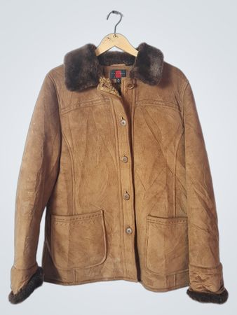 Gallery Brown Suede Jacket with Fur Trim