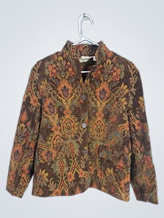 Flashback Women's Tapestry Floral Print Button Jacket Size M