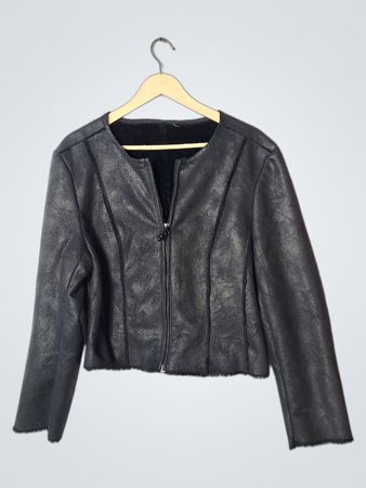Black Faux Leather Jacket with Fur Lining