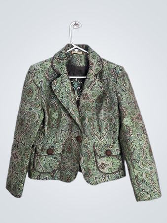 Eileen Fisher Green Paisley Print Blazer