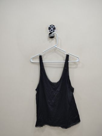 Black Tank Top with Lace Trim