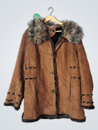 novelti. adorable junior brown faux fur trim coat XL/TG