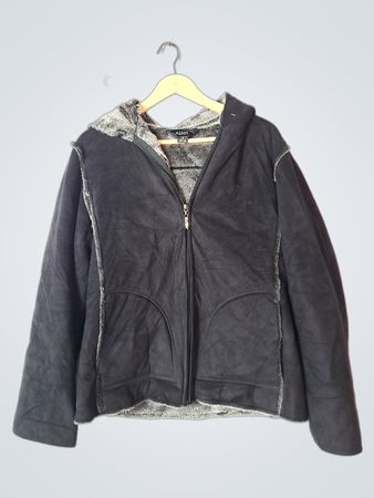 AEROS Women's Hooded Faux Suede Jacket with Faux Fur Lining
