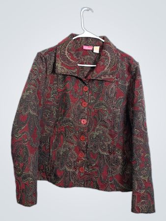 Cappogallo Women's Paisley Print Button-Up Jacket XL