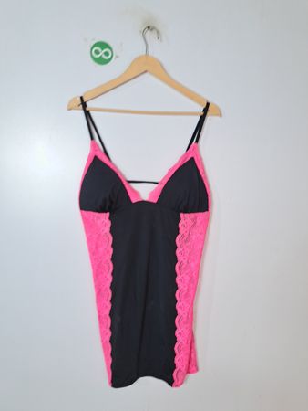 La Senza Black and Pink Lace Babydoll