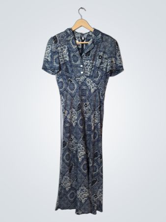CASUAL CORNER Women's Blue Patterned Dress Size 8