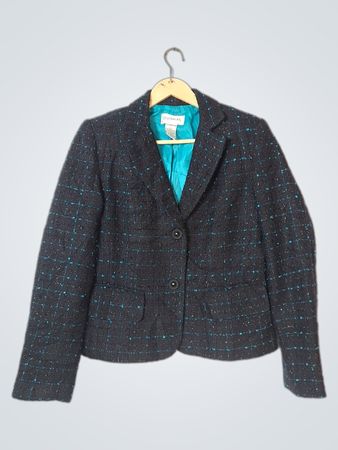 Chadwick's Women's Black and Blue Tweed Blazer Size 10P