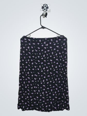 Black floral midi skirt with slit