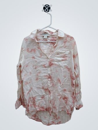 RACHEL ZOE 100% Linen Tie-Dye Button-Up Shirt