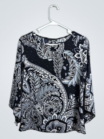 Brittany Black Women's Black & White Paisley Print Blouse
