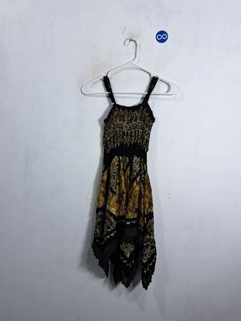Advance Apparels One Size Black and Gold Patterned Dress